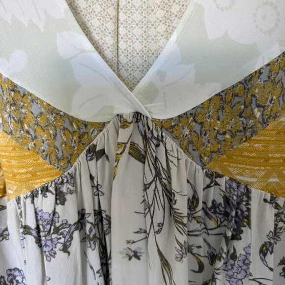 Free People Aloha State of Mind Yellow Floral Cropped Blouse Small - Picture 4 of 5